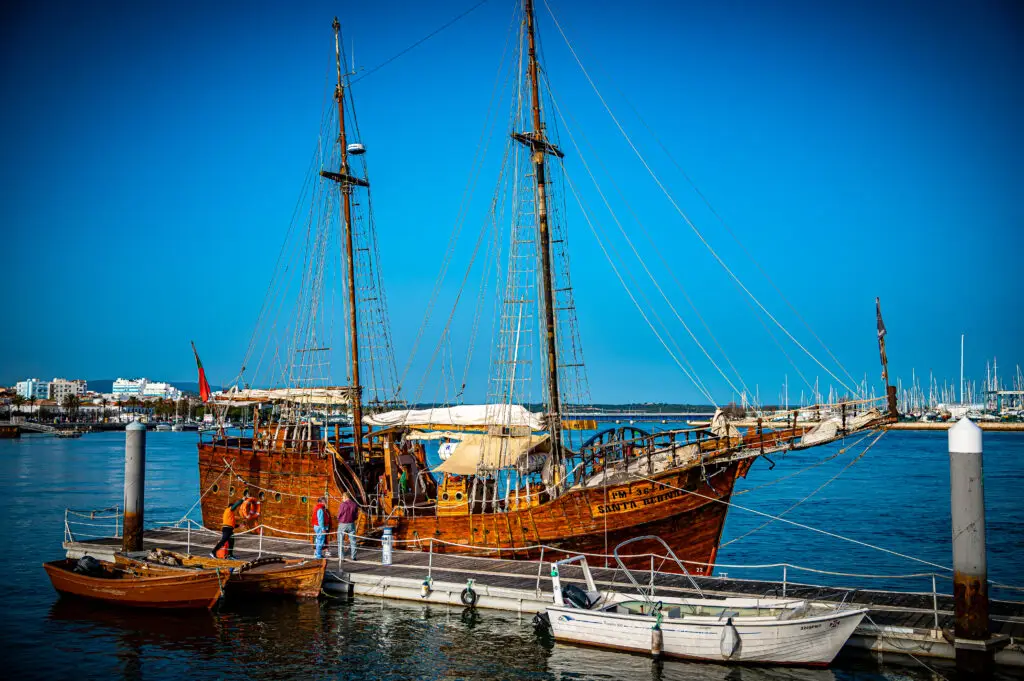 Boarding the pirate ship in Portimão