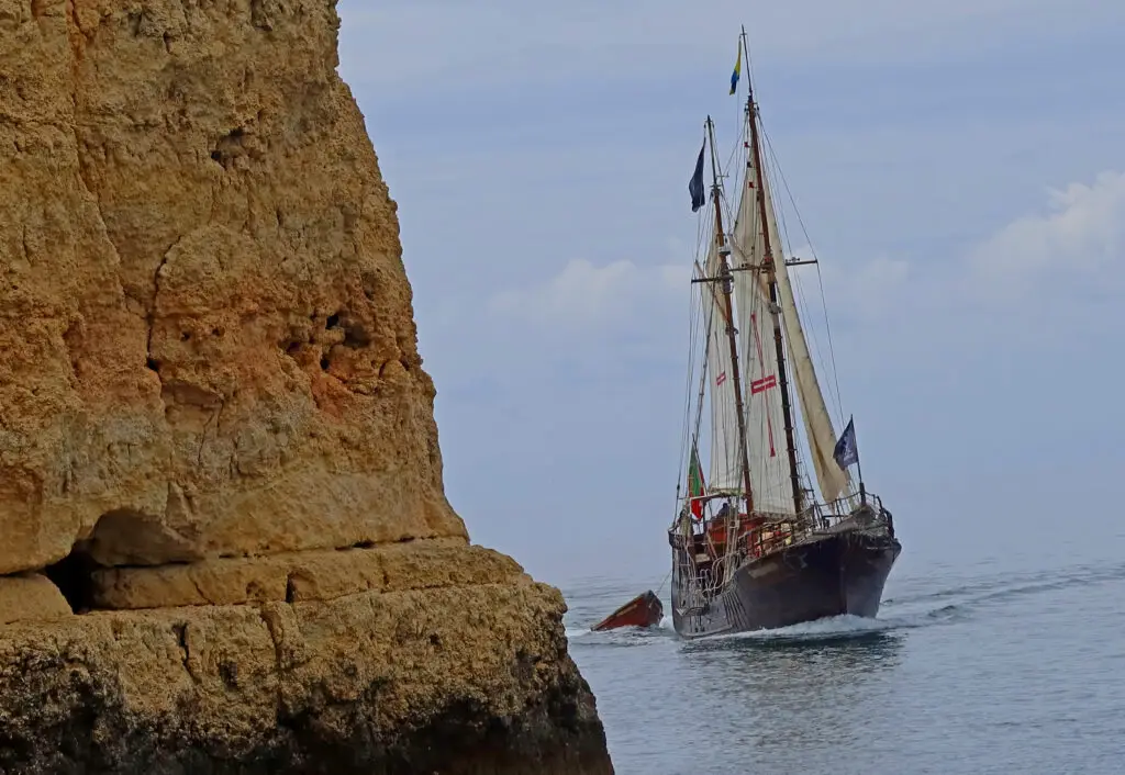Pirate ship at sea near Lagos